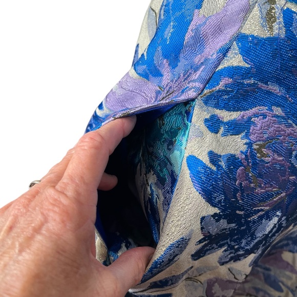 Belle Badgley Mischka Formal Floral Tapestry Dress With Metallic Thread 6 EUC - Picture 10 of 16